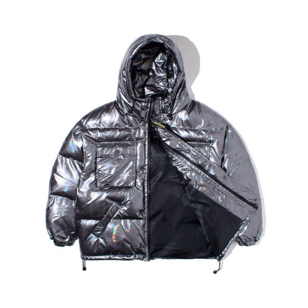 ⁦Bread clothing thickened solid color reflective tooling jacket⁩ - الصورة ⁦2⁩