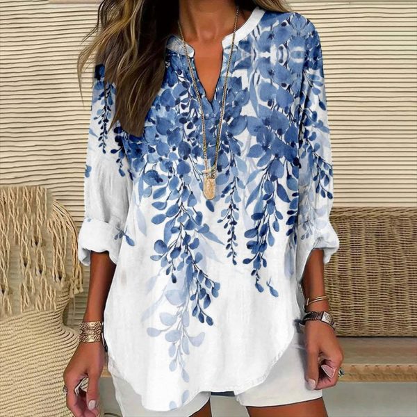 ⁦Women's Button Drop-shoulder Long-sleeve⁩ - الصورة ⁦4⁩