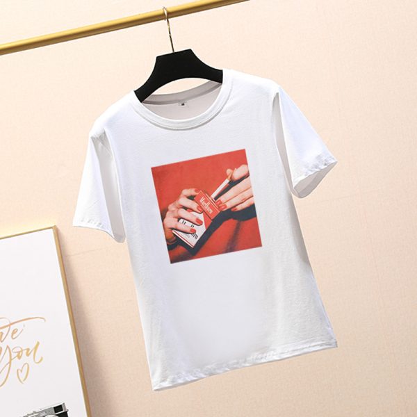 ⁦Yoga pants wholesale summer blouse sets of women's new loose cartoon finger print short-sleeved t-shirt a generation⁩ - الصورة ⁦9⁩