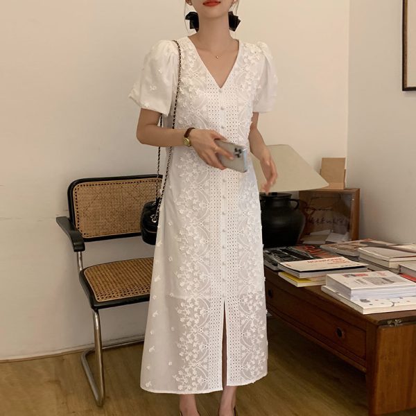 ⁦Sweet V-neck Three-dimensional Dress Women⁩ - الصورة ⁦3⁩
