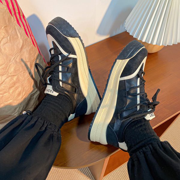 ⁦Womens Casual Sneakers Back To Milk Tea Tone Thick Sole Shoes⁩ - الصورة ⁦2⁩