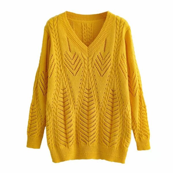 ⁦Arctic Velvet Loose Openwork Knitted Sweater Women⁩ - الصورة ⁦2⁩