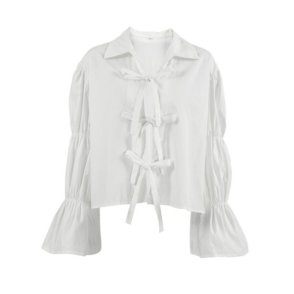 ⁦Women's Cotton Design Lace-up Shirt⁩ - الصورة ⁦5⁩