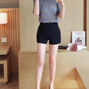 Blue Temperament Commuter Short-sleeved Pullover Loose Type
