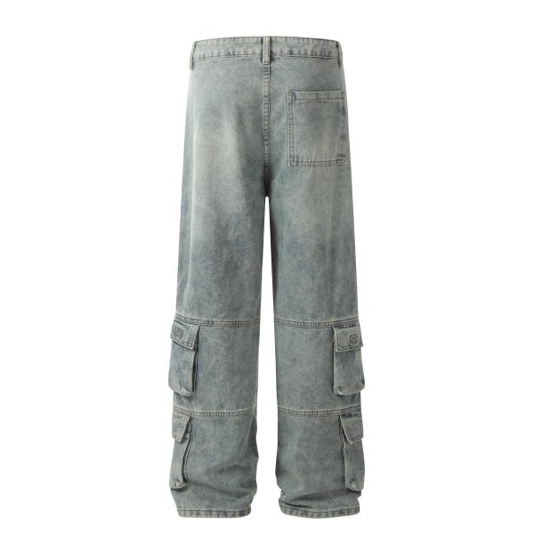 ⁦Street Heavy Washed Multi-pocket Casual Jeans Men⁩ - الصورة ⁦3⁩