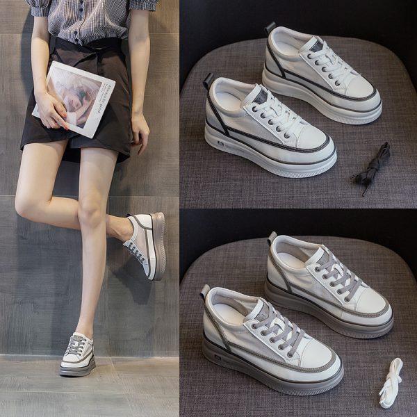 ⁦All-match Slimming Leather Breathable Mesh Platform Casual Women's Shoes⁩ - الصورة ⁦4⁩