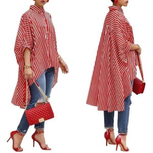 Striped loose skirt shirt