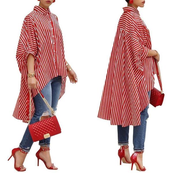 Striped loose skirt shirt