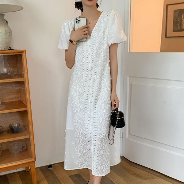 ⁦Sweet V-neck Three-dimensional Dress Women⁩ - الصورة ⁦5⁩