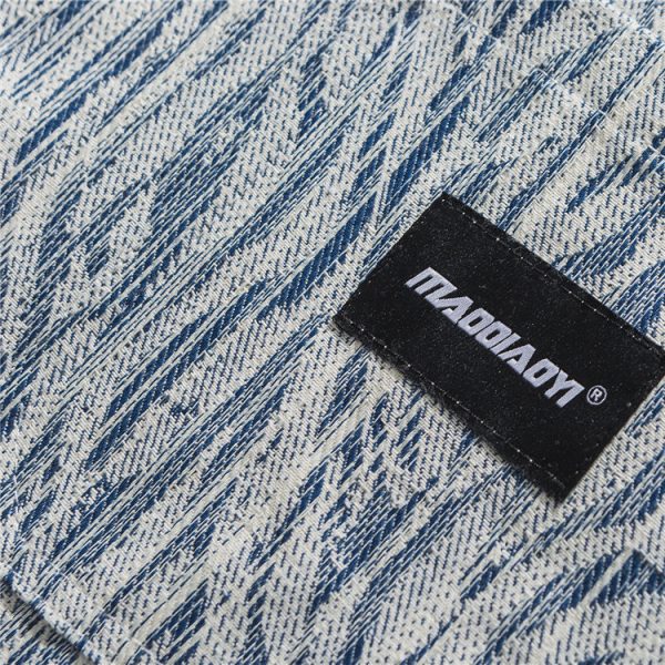 ⁦Street Irregular Striped Casual Shirt Men⁩ - الصورة ⁦4⁩