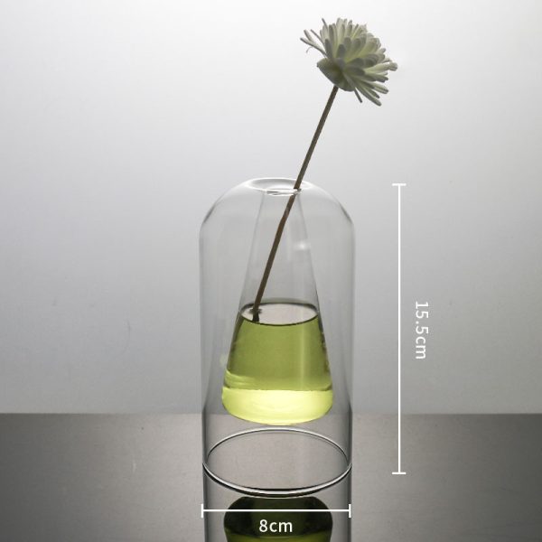 ⁦Vases Glass Vase Home Decor Room Decor Modern Wedding Decoration Hydroponic Flower Pot Double Glass Container Crafts Ornament⁩ - الصورة ⁦5⁩