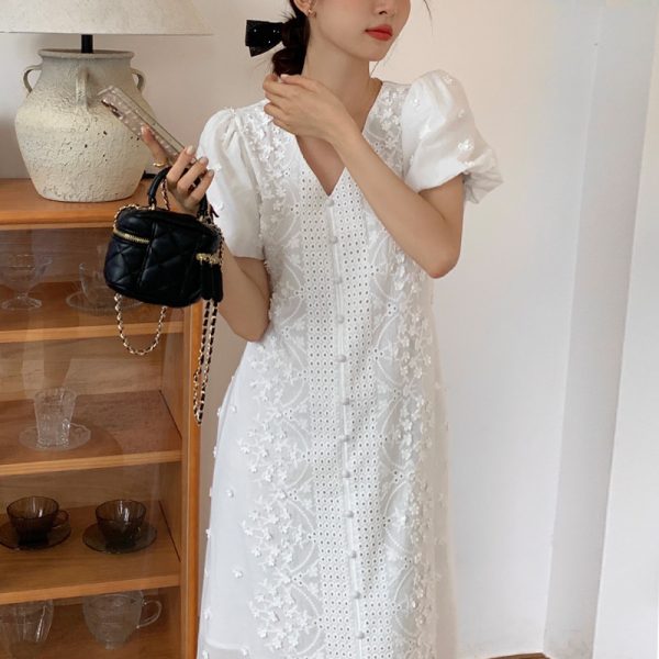 ⁦Sweet V-neck Three-dimensional Dress Women⁩ - الصورة ⁦2⁩