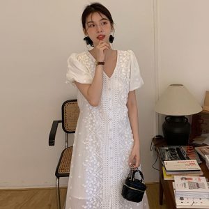 Sweet V-neck Three-dimensional Dress Women