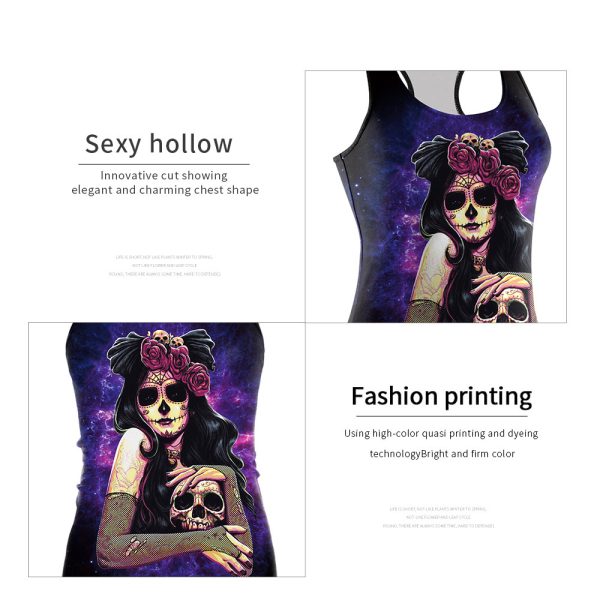 ⁦Women's Halloween Ghost Skull Printed Vest⁩ - الصورة ⁦4⁩