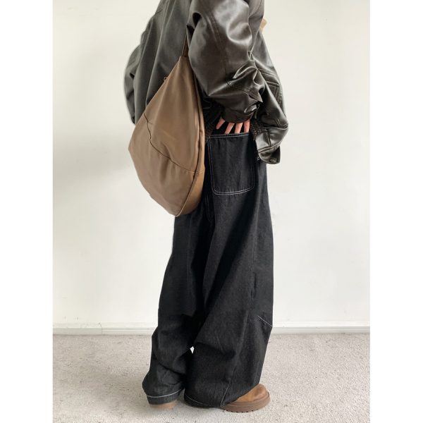 ⁦American Style Trend Solid Color Washed Jeans For Men⁩ - الصورة ⁦4⁩