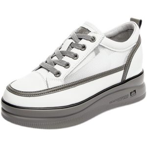 All-match Slimming Leather Breathable Mesh Platform Casual Women's Shoes