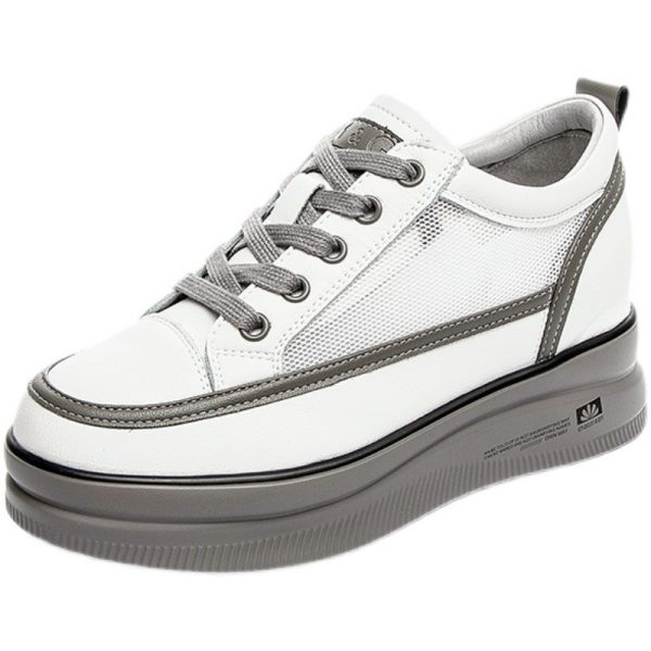 All-match Slimming Leather Breathable Mesh Platform Casual Women's Shoes