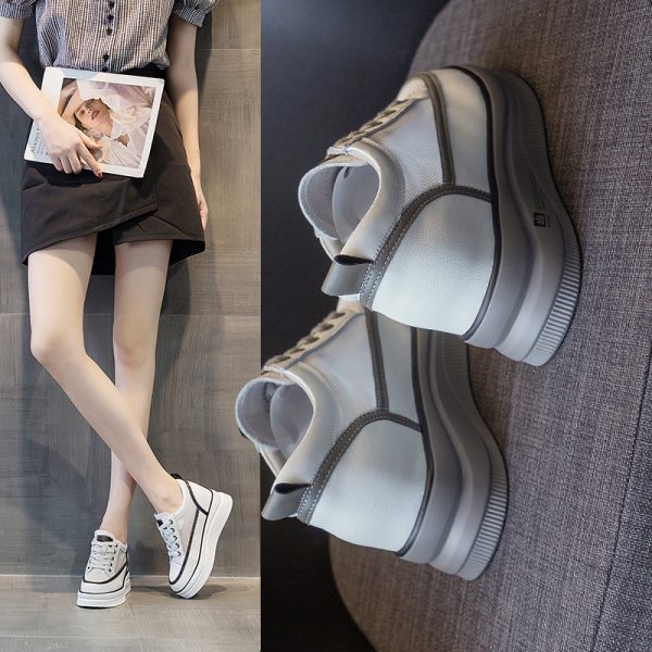 ⁦All-match Slimming Leather Breathable Mesh Platform Casual Women's Shoes⁩ - الصورة ⁦5⁩