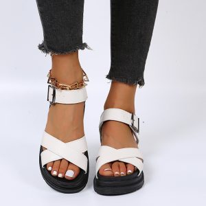 Women's Belt Buckle Fish Mouth Outer Wear Beach Sandals