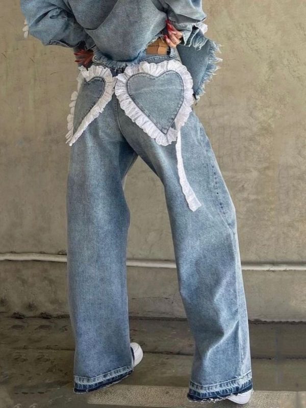 ⁦Women's Fashion Retro Distressed Wash Straight-leg Pants⁩ - الصورة ⁦7⁩