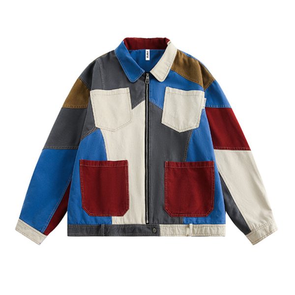 ⁦Stitching Loose Jacket Men And Women⁩ - الصورة ⁦5⁩