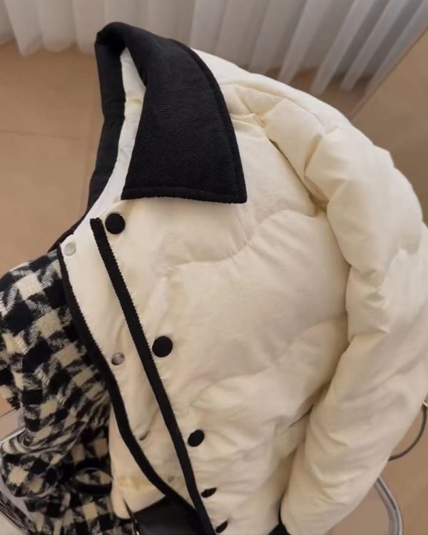 ⁦Vintage Short Down Cotton Jacket Women Corduroy⁩ - الصورة ⁦5⁩