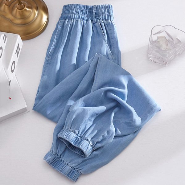 ⁦Summer Thin Harem Jeans For Women Korean Fashion Casual Ice Silk⁩ - الصورة ⁦2⁩