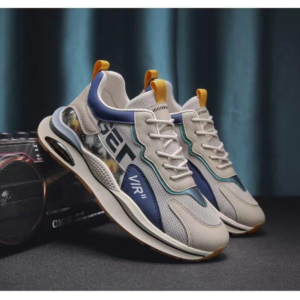 ⁦Air Cushion Mesh Sneakers Personalized Fashion Lace Up Sports Shoes Men Casual Versatile Breathable Walking Running Shoes⁩ - الصورة ⁦5⁩