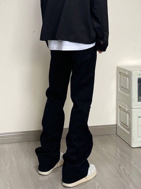 ⁦Zipper Design Jeans For Men With Straight Sleeves⁩ - الصورة ⁦2⁩