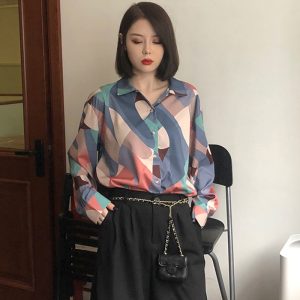 Vintage Hong Kong Chiffon Oil Painting Top
