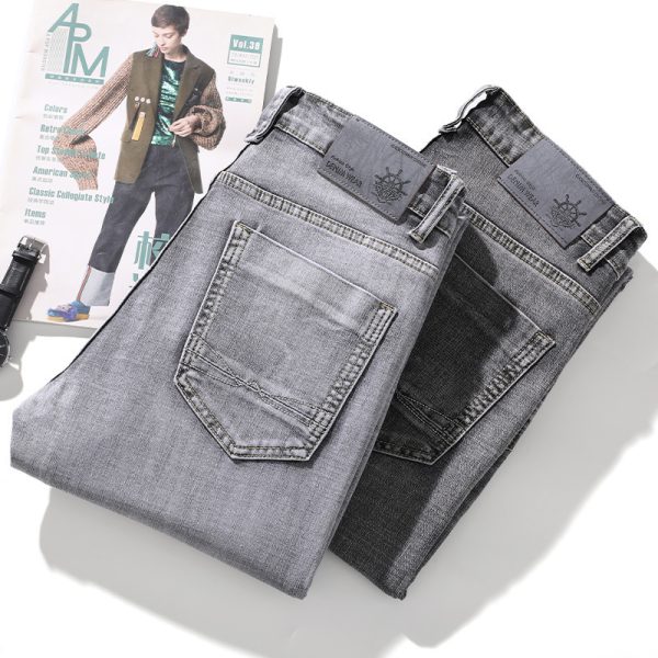 ⁦Straight Elastic Trend Versatile Retro Nostalgic Jeans For Men⁩ - الصورة ⁦5⁩
