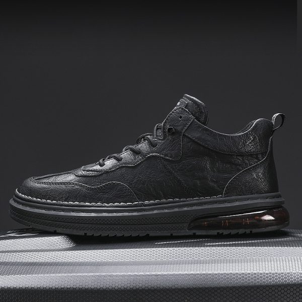 ⁦Winter New Men's Plus Cashmere Warm Cotton Shoes High-top Casual Leather Shoes Trend All-match Sneakers⁩ - الصورة ⁦5⁩