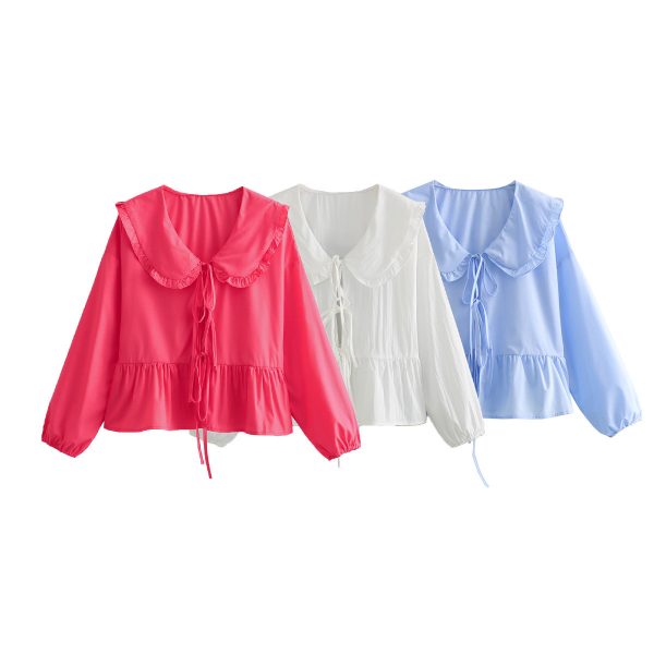 ⁦Women's Clothing 3-color Doll Collar Lace Shirt⁩ - الصورة ⁦3⁩