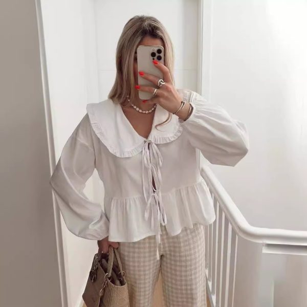 ⁦Women's Clothing 3-color Doll Collar Lace Shirt⁩ - الصورة ⁦2⁩