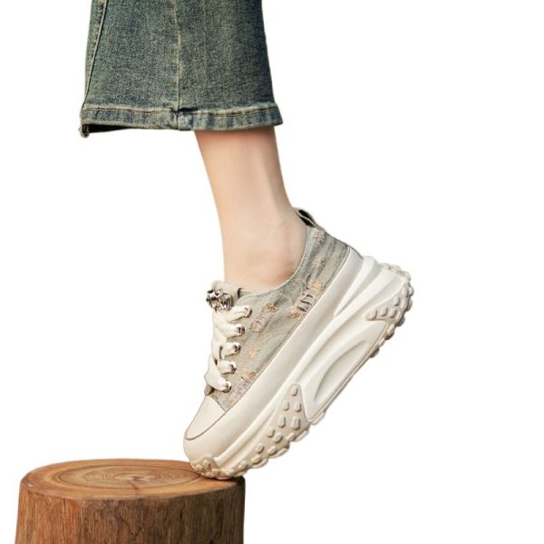 ⁦Summer Breathable Platform White Shoes Women⁩ - الصورة ⁦5⁩