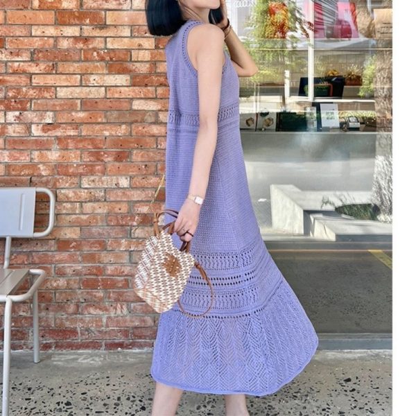 ⁦Waist-tight Sleeveless Long Jumper Dress Women⁩ - الصورة ⁦3⁩