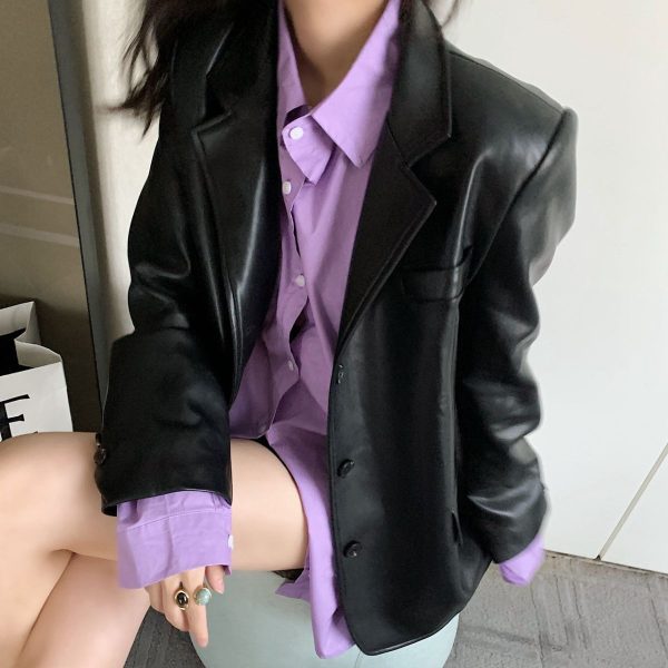 ⁦Women's Fashion Personality Retro Biker's Jacket⁩ - الصورة ⁦9⁩
