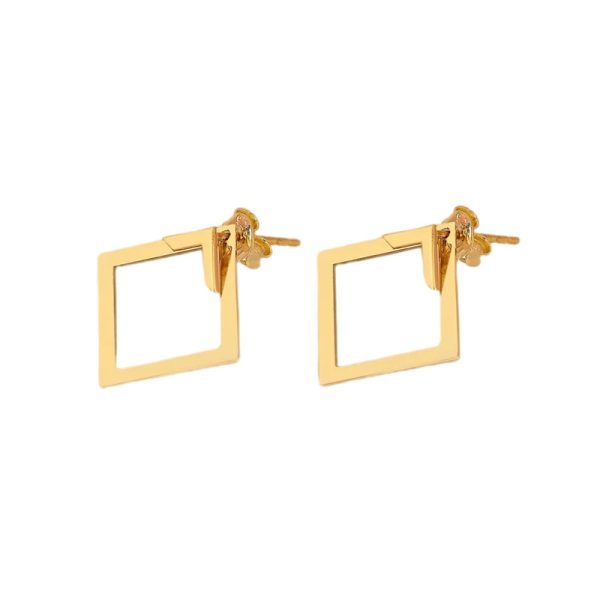⁦Women's Simple European And American Style Square Geometric Earrings For Women Trendy Simple Metal Ear Jewelry Accessories⁩ - الصورة ⁦6⁩