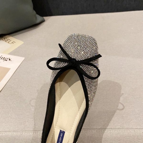 ⁦Women's Rhinestone Square Toe Flat Tods Shoes⁩ - الصورة ⁦4⁩