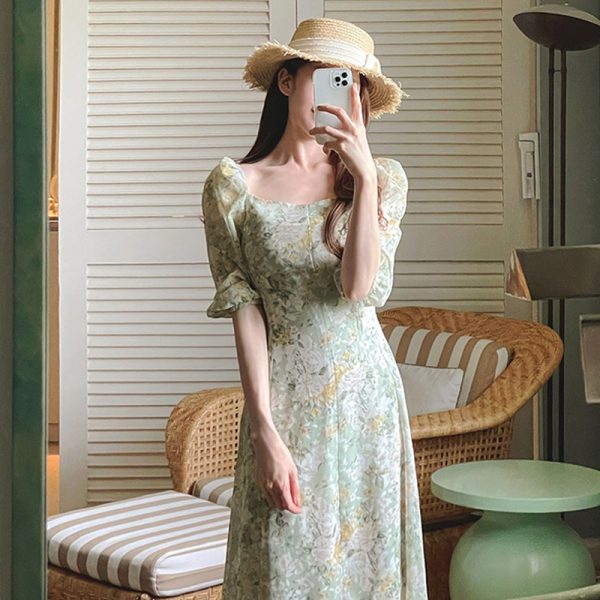 ⁦Tea Break Floral Chiffon Dress Women Long⁩ - الصورة ⁦2⁩