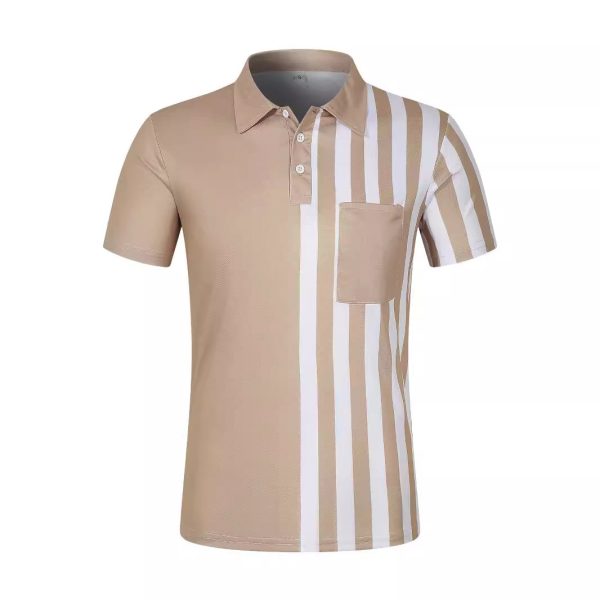 ⁦Striped Printing Lapel Polo Shirt Men⁩ - الصورة ⁦2⁩