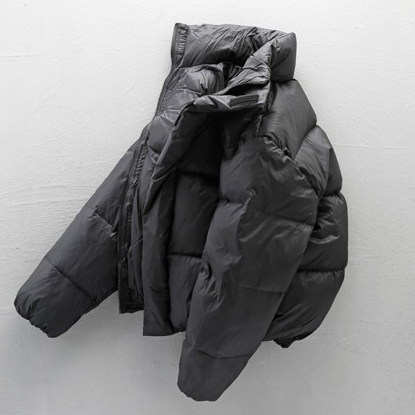 ⁦Black Stand-up Collar Down Jacket For Men⁩ - الصورة ⁦4⁩