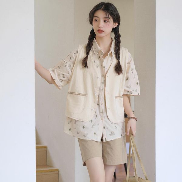 ⁦Summer Bandage Dress Casual Vest Printed Shirt Female⁩ - الصورة ⁦8⁩