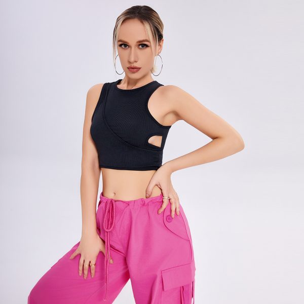 ⁦Cutout Cropped Navel Vest⁩ - الصورة ⁦3⁩