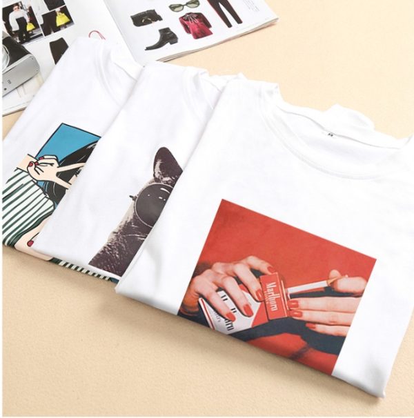 ⁦Yoga pants wholesale summer blouse sets of women's new loose cartoon finger print short-sleeved t-shirt a generation⁩ - الصورة ⁦7⁩