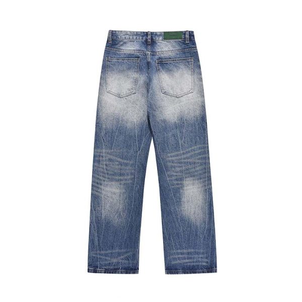⁦Advanced Lightning Crack Washed Distressed Design Jeans For Men⁩ - الصورة ⁦5⁩