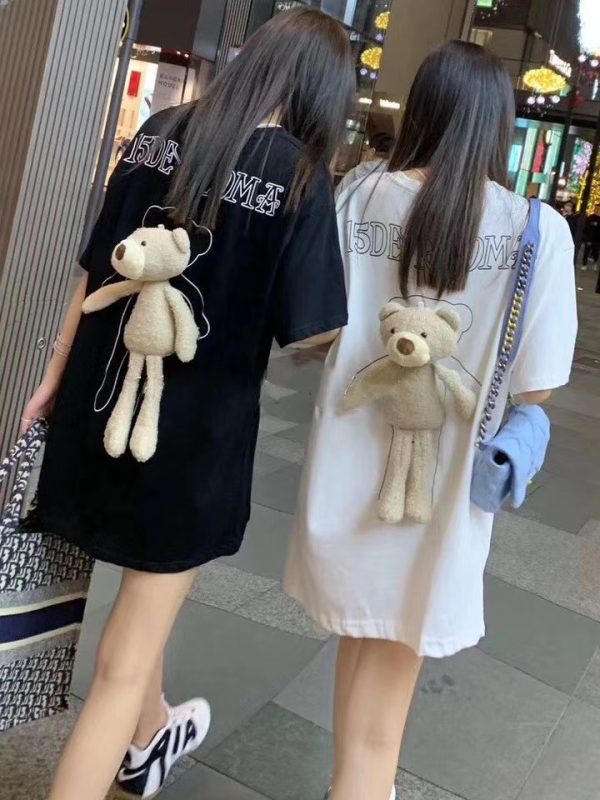 ⁦Back bear T-shirt female ins⁩ - الصورة ⁦2⁩
