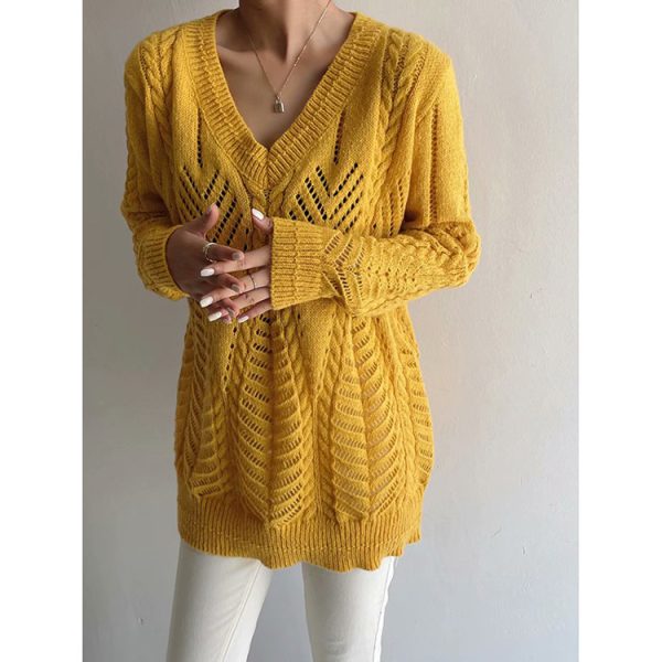 ⁦Arctic Velvet Loose Openwork Knitted Sweater Women⁩ - الصورة ⁦6⁩