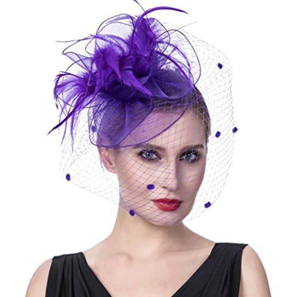 ⁦Vintage Feather Mesh Bridal Hair Accessories⁩ - الصورة ⁦5⁩