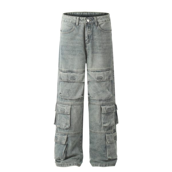 ⁦Street Heavy Washed Multi-pocket Casual Jeans Men⁩ - الصورة ⁦2⁩